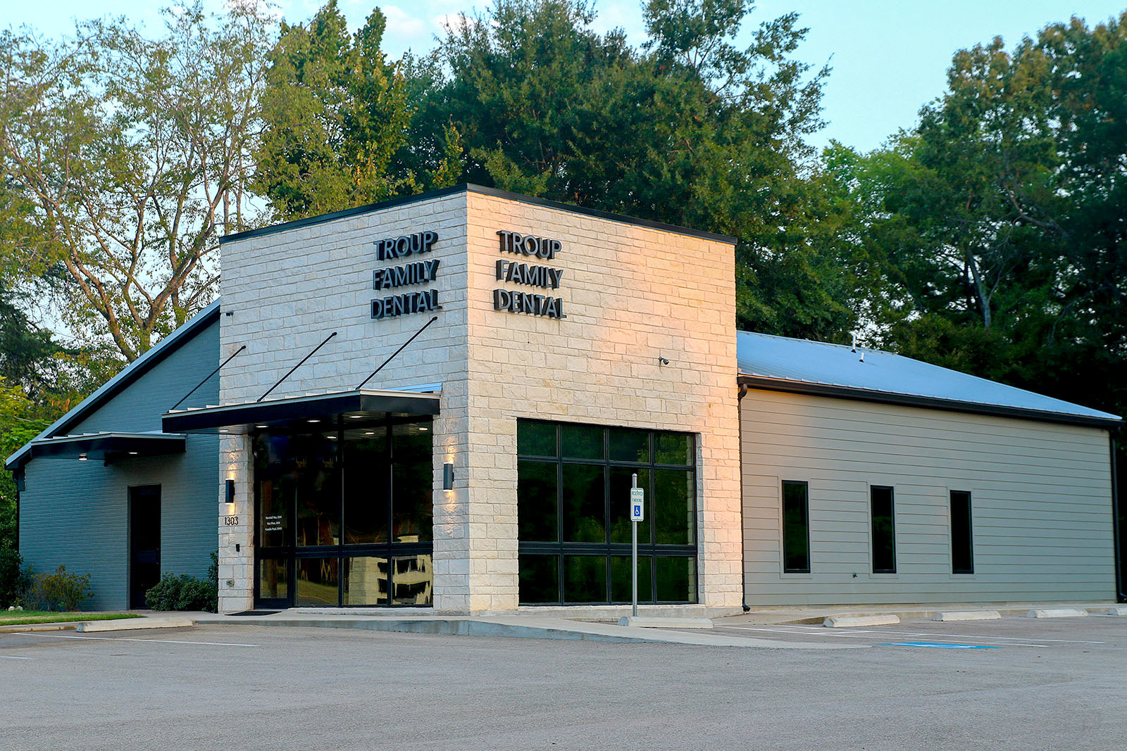 Troup Family Dental office building in Troup, Texas