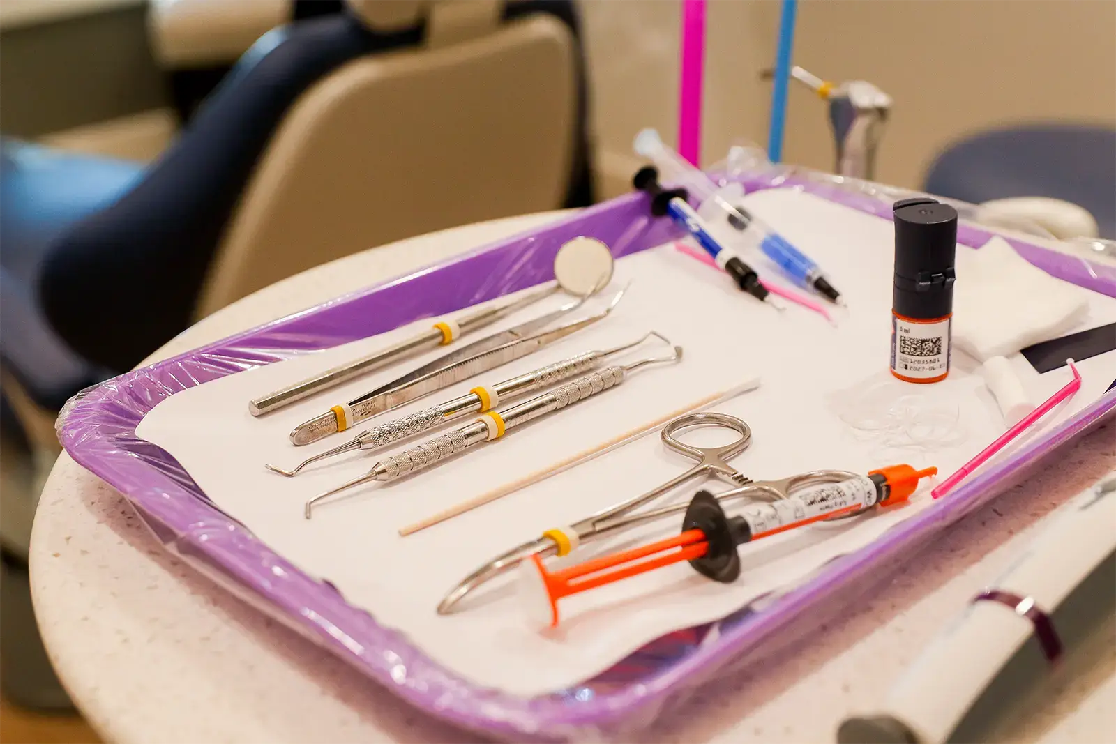 Dental instruments prepared for patient care