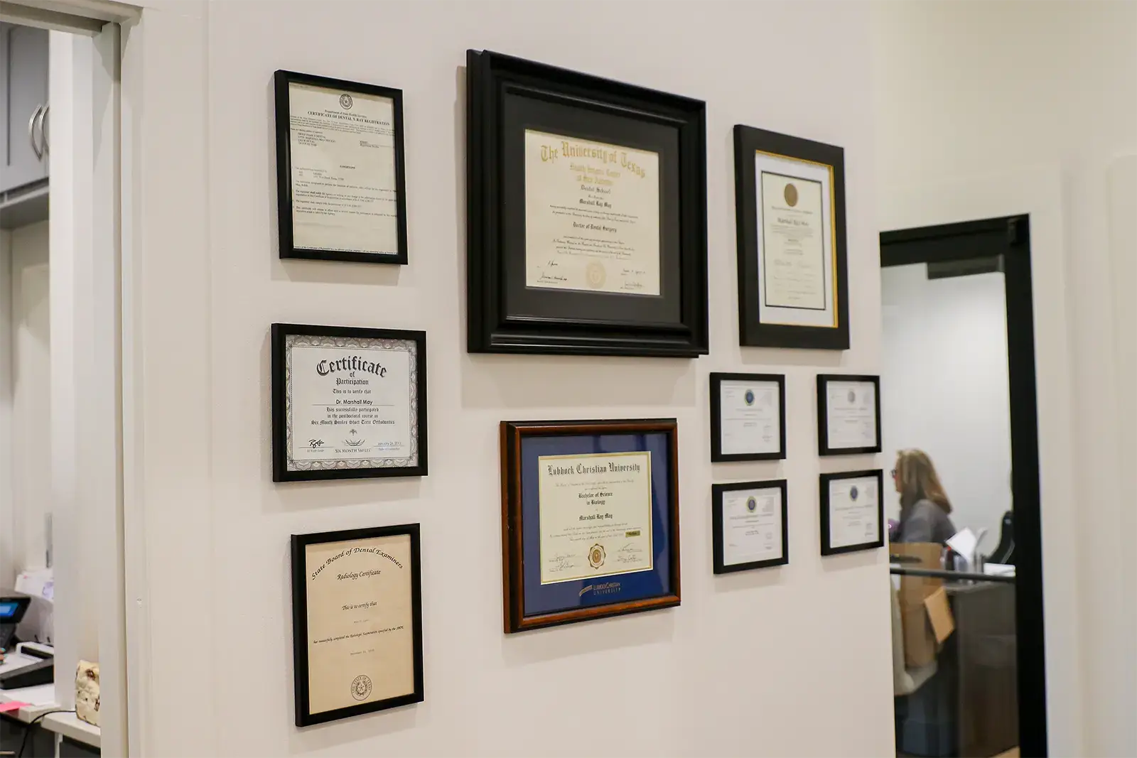 Professional credentials at Troup Family Dental